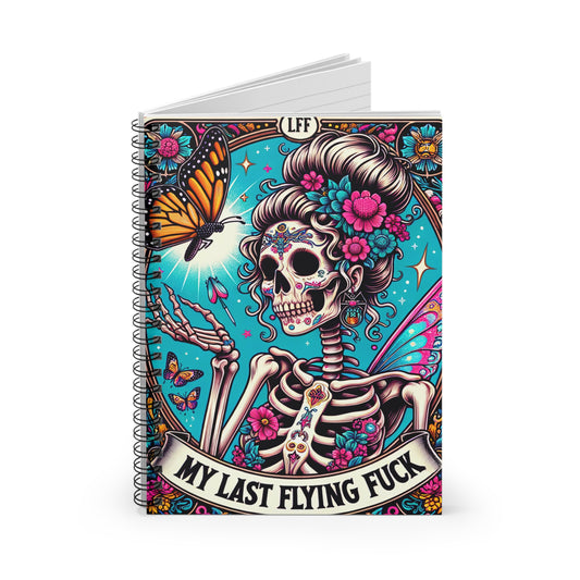 My Last Flying F*** Spiral Notebook Funny Gothic Journal Butterfly Skeleton