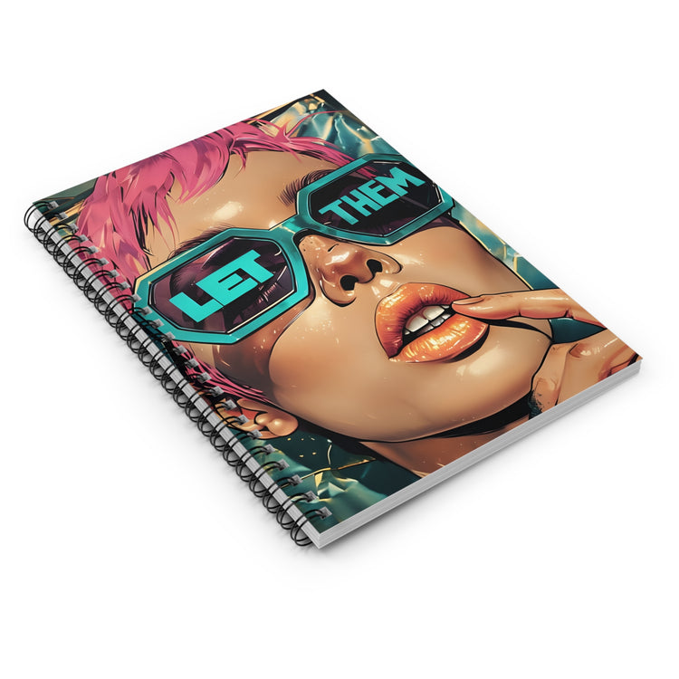 Let Them Spiral Notebook Aesthetic Trendy Journal, Bold Motivational Notebook, Pink Hair Girl, Sassy Stationery Gift for Women and Teens