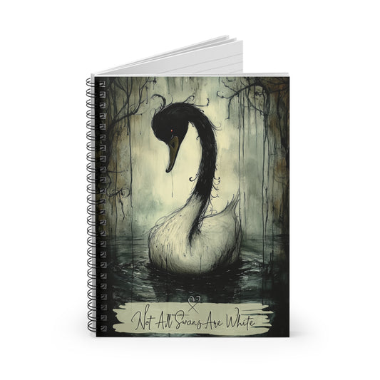 Not All Swans Are White Notebook | Dark Aesthetic Journal | Gothic Swan Spiral | Alternative Writing Notebook | Unique Gift for Writers