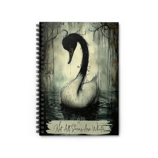 Not All Swans Are White Notebook | Dark Aesthetic Journal | Gothic Swan Spiral | Alternative Writing Notebook | Unique Gift for Writers