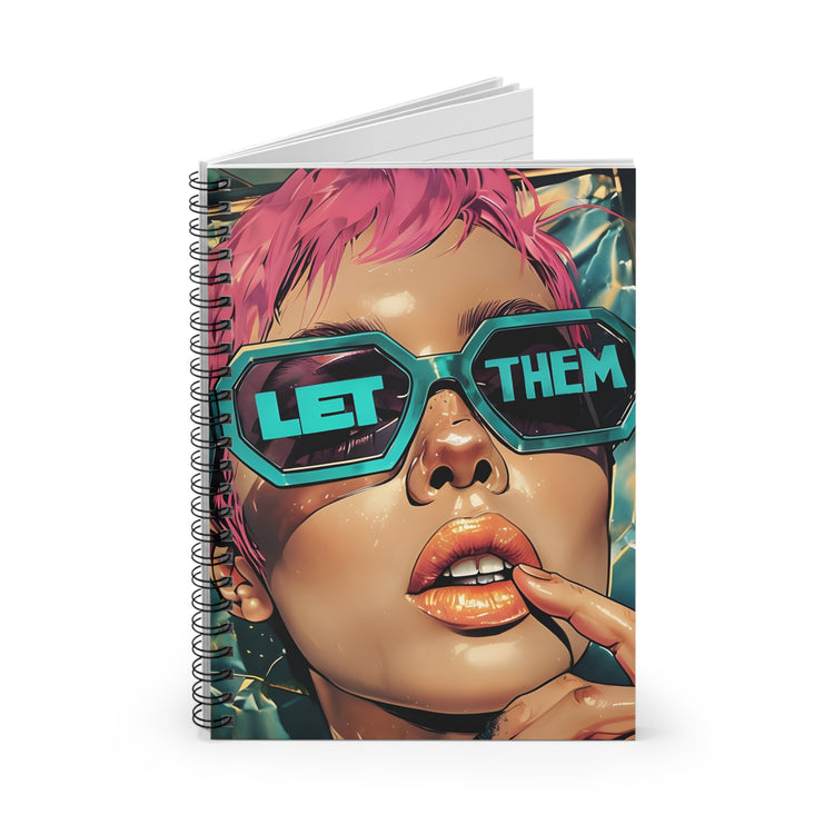 Let Them Spiral Notebook Aesthetic Trendy Journal, Bold Motivational Notebook, Pink Hair Girl, Sassy Stationery Gift for Women and Teens