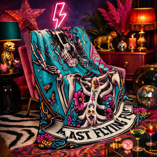 My Last Flying F*ck skeleton butterfly blanket | Fleece Sherpa Blanket