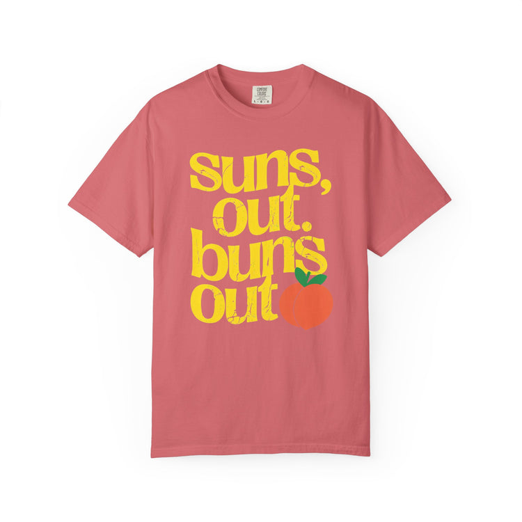 Suns Out, Buns Out Retro Graphic T-Shirt — Turquoise Peach Beach Tee