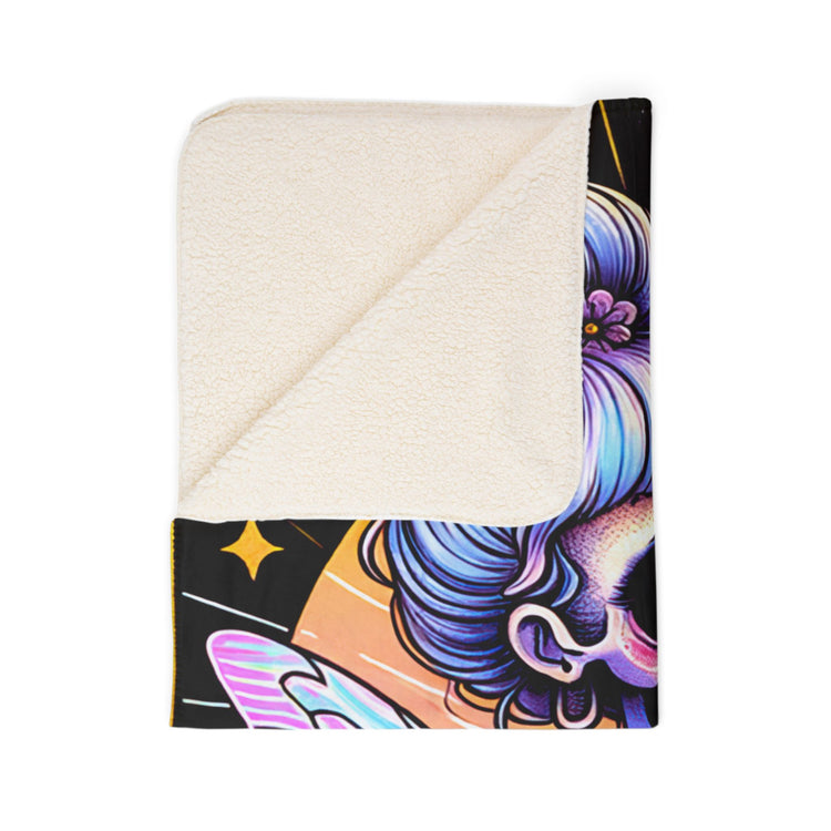 Bold Fleece Sherpa Blanket | Vibrant Printed Throw, Plush Cozy Throw