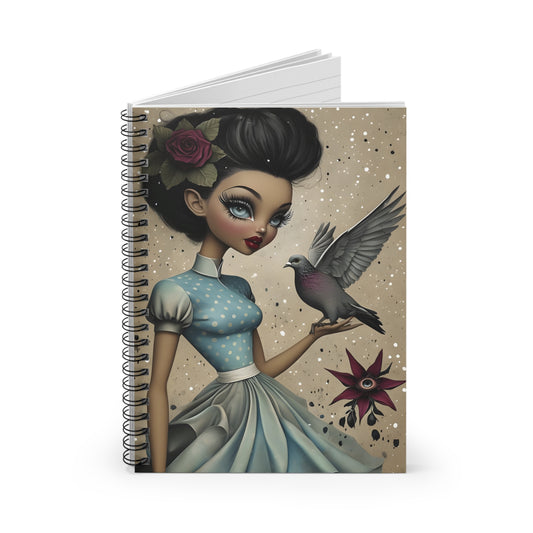 Vintage Noir Spiral Notebook  Gothic Retro Journal Dark Pinup Aesthetic