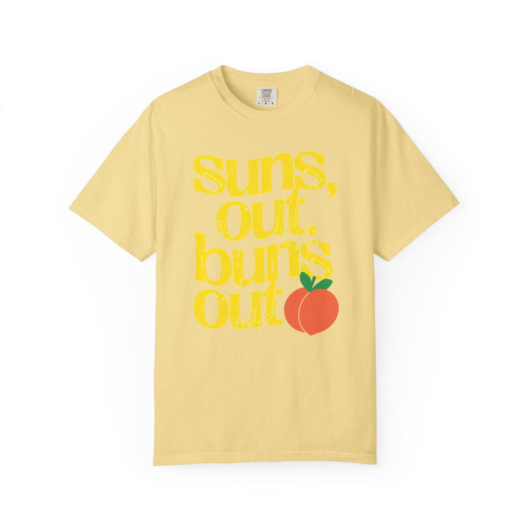 Suns Out, Buns Out Retro Graphic T-Shirt — Turquoise Peach Beach Tee
