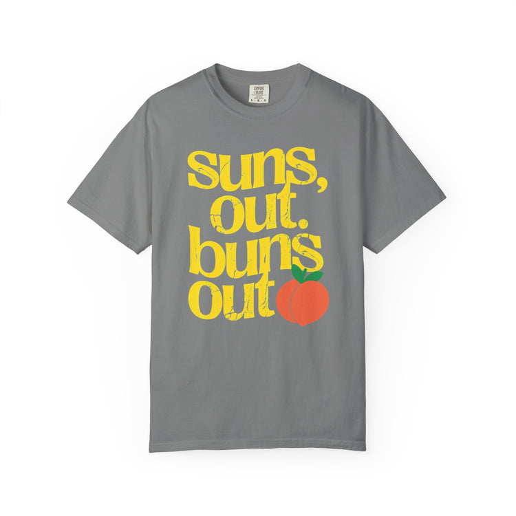 Suns Out, Buns Out Retro Graphic T-Shirt — Turquoise Peach Beach Tee