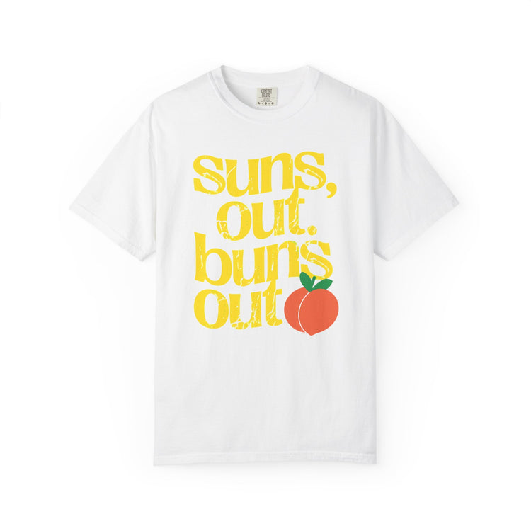 Suns Out, Buns Out Retro Graphic T-Shirt — Turquoise Peach Beach Tee