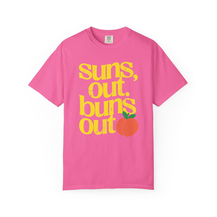 Suns Out, Buns Out Retro Graphic T-Shirt — Turquoise Peach Beach Tee