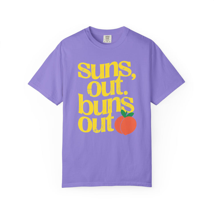 Suns Out, Buns Out Retro Graphic T-Shirt — Turquoise Peach Beach Tee