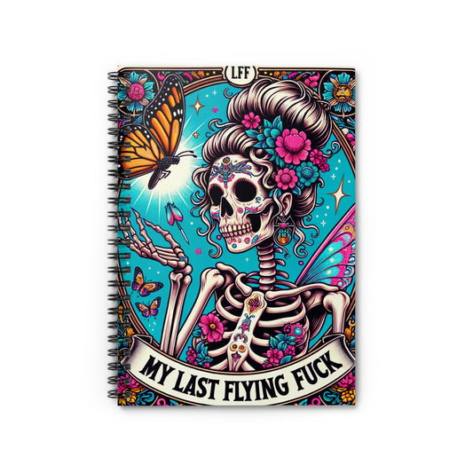 My Last Flying F*** Spiral Notebook Funny Gothic Journal Butterfly Skeleton