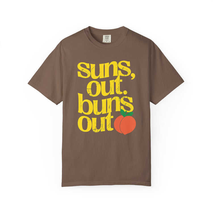 Suns Out, Buns Out Retro Graphic T-Shirt — Turquoise Peach Beach Tee