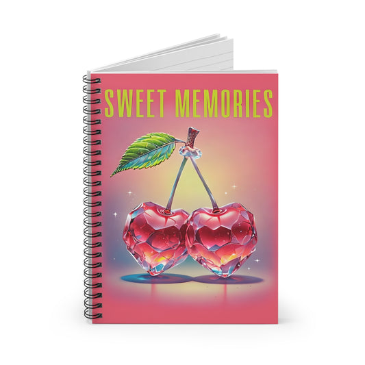 Sweet Memories Notebook | Crystal Cherry Aesthetic Journal | Y2K Pop Art Spiral Notebook for Writing, Journaling and Gifting