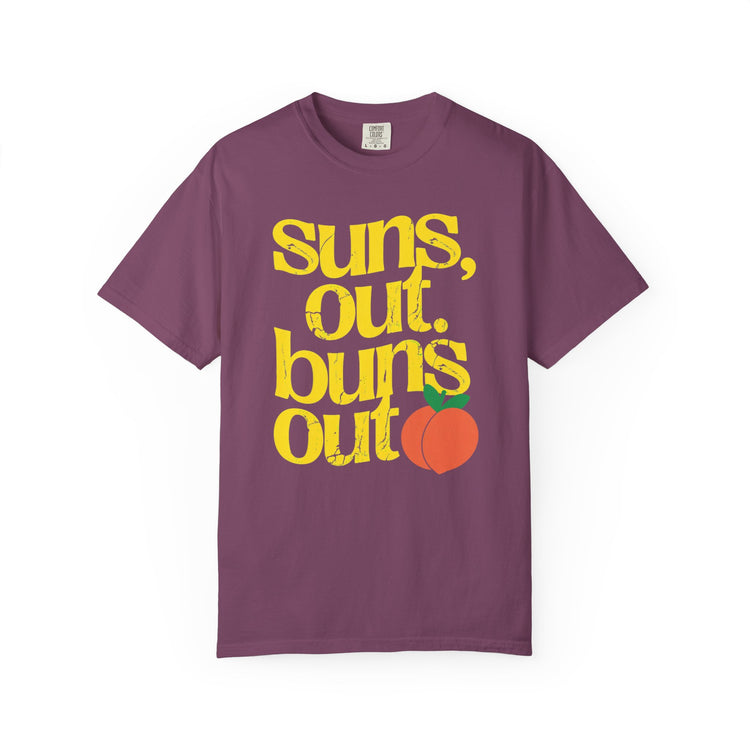 Suns Out, Buns Out Retro Graphic T-Shirt — Turquoise Peach Beach Tee