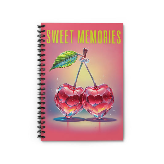 Sweet Memories Notebook | Crystal Cherry Aesthetic Journal | Y2K Pop Art Spiral Notebook for Writing, Journaling and Gifting