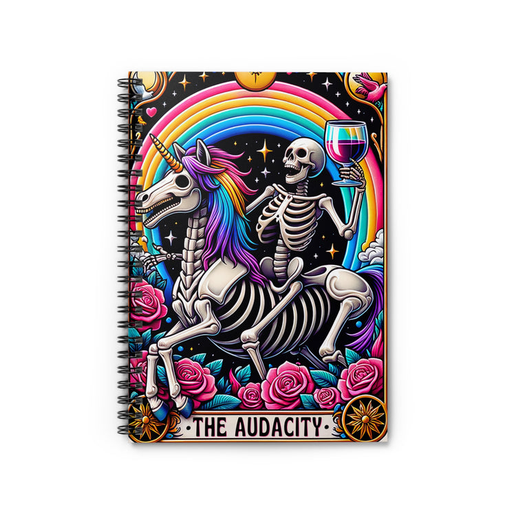 The Audacity Spiral Notebook Funny Skeleton & Unicorn Journal