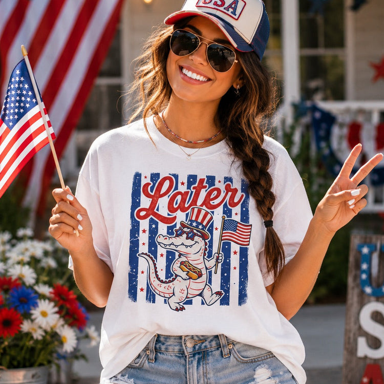 Later Gator Patriotic Alligator Tee