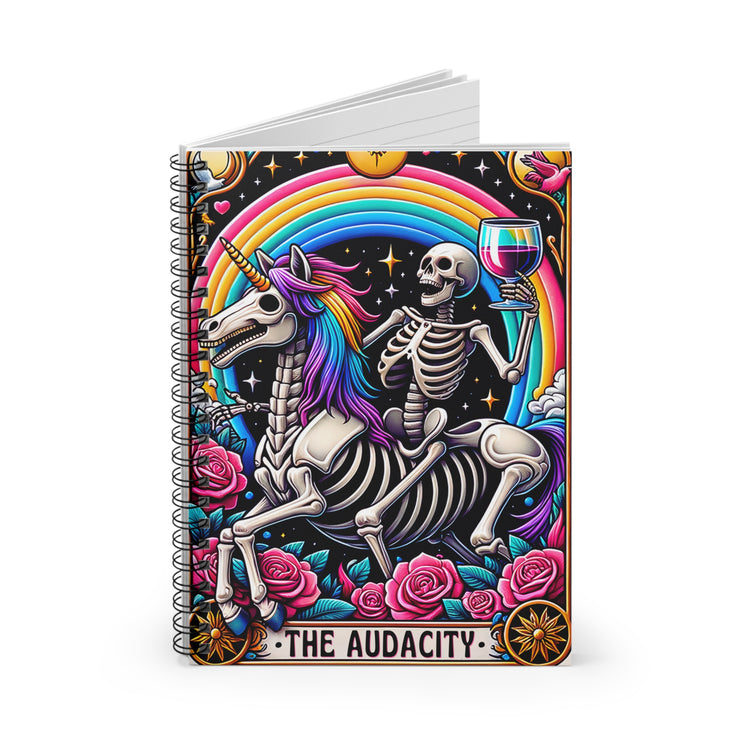 The Audacity Spiral Notebook Funny Skeleton & Unicorn Journal