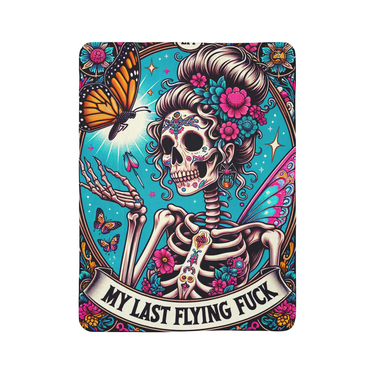 My Last Flying F*ck skeleton butterfly blanket | Fleece Sherpa Blanket