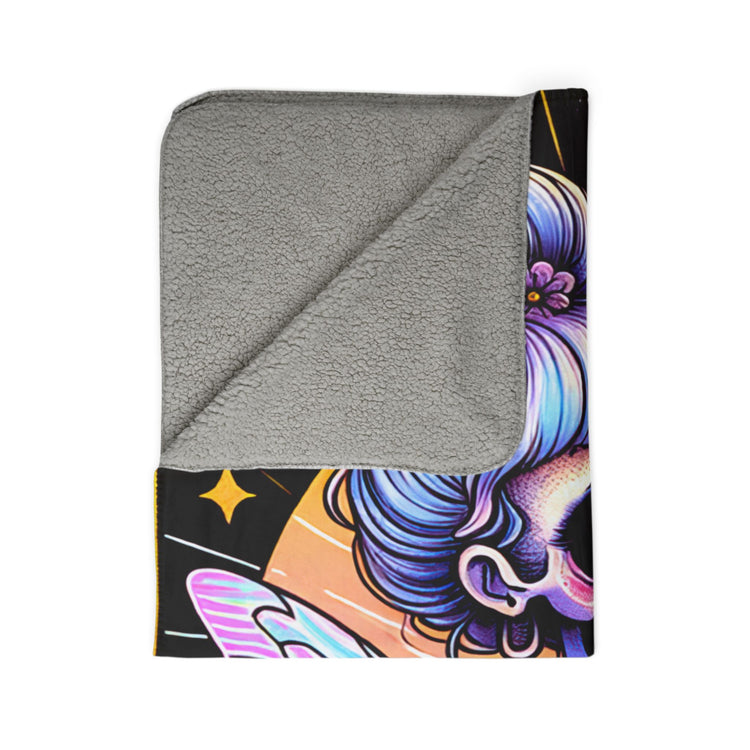 Bold Fleece Sherpa Blanket | Vibrant Printed Throw, Plush Cozy Throw