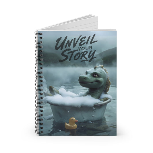 Unveil Your Story Notebook | Inspirational Loch Ness Journal | Cute Mythical Writing Journal | Motivational Cryptid Notebook
