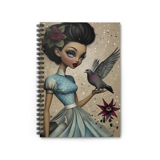 Vintage Noir Spiral Notebook  Gothic Retro Journal Dark Pinup Aesthetic